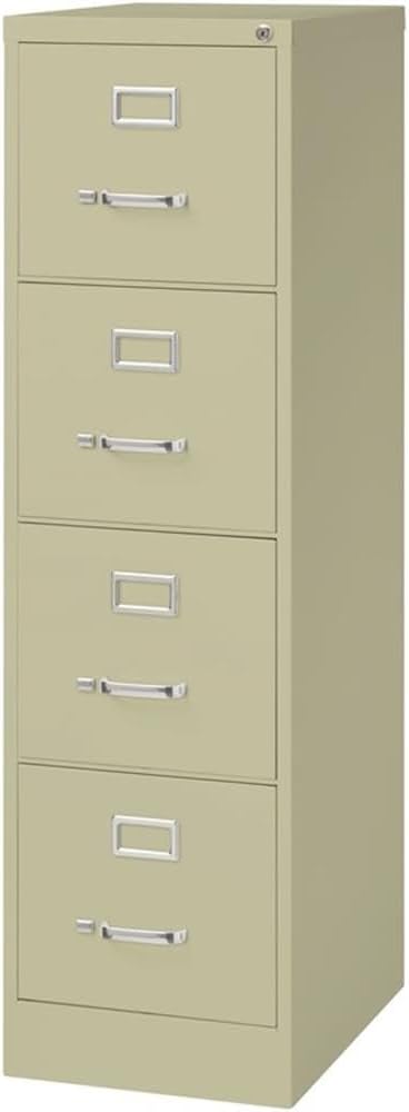 Scranton and Co 22" Deep 4 Drawer Letter File Cabinet in Putty, Fully Assembled
