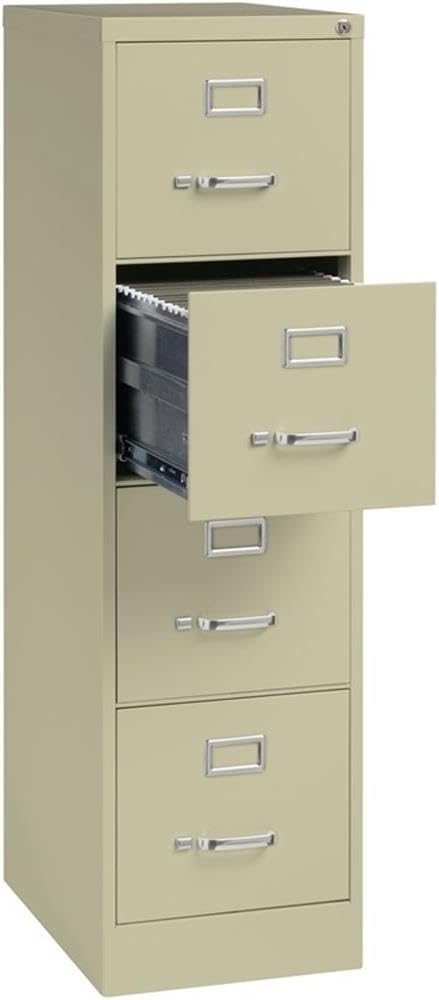Scranton and Co 22" Deep 4 Drawer Letter File Cabinet in Putty, Fully Assembled