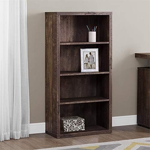 Monarch Specialties Bookcase - Sturdy Etagere with 3 Adjustable Book Shelves - 48”H (Brown)