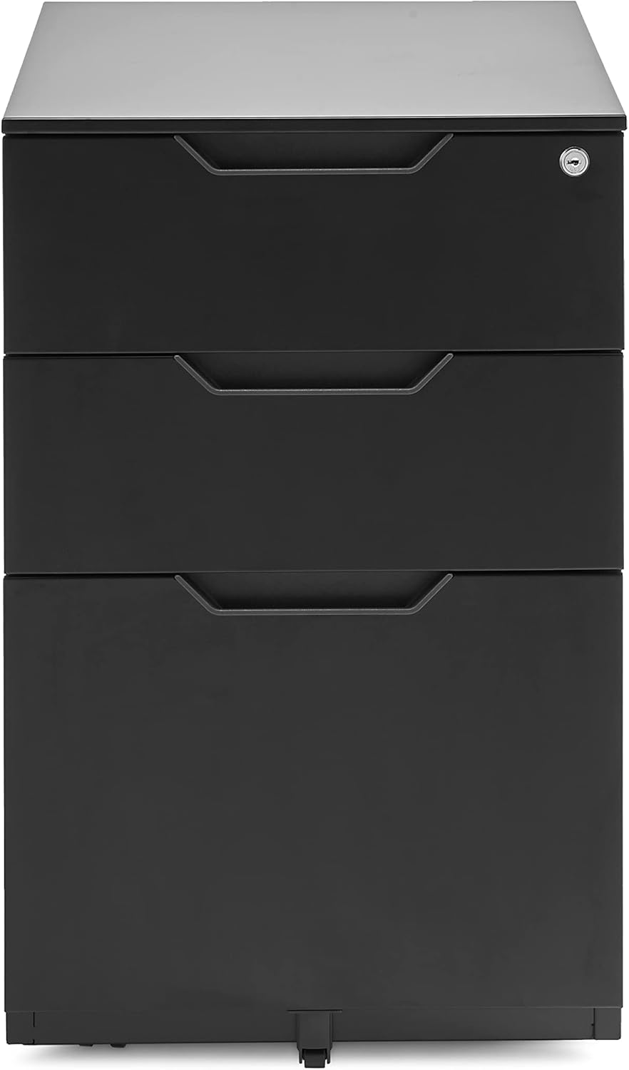 Amazon Basics Mobile File Cabinet, Black, 20.71" D x 15.51" W x 24.29" H | With Lock, 3 Drawer