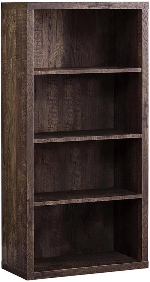 Monarch Specialties Bookcase - Sturdy Etagere with 3 Adjustable Book Shelves - 48”H (Brown)
