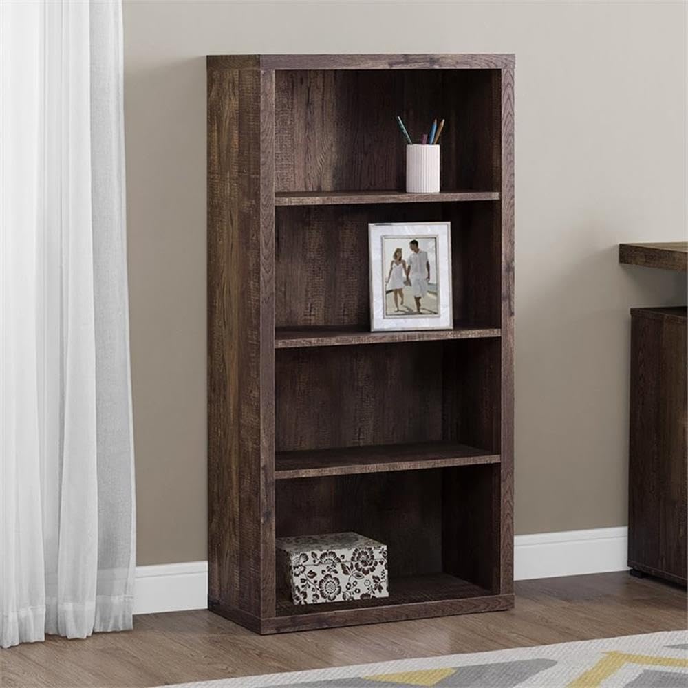 Monarch Specialties Bookcase - Sturdy Etagere with 3 Adjustable Book Shelves - 48”H (Brown)