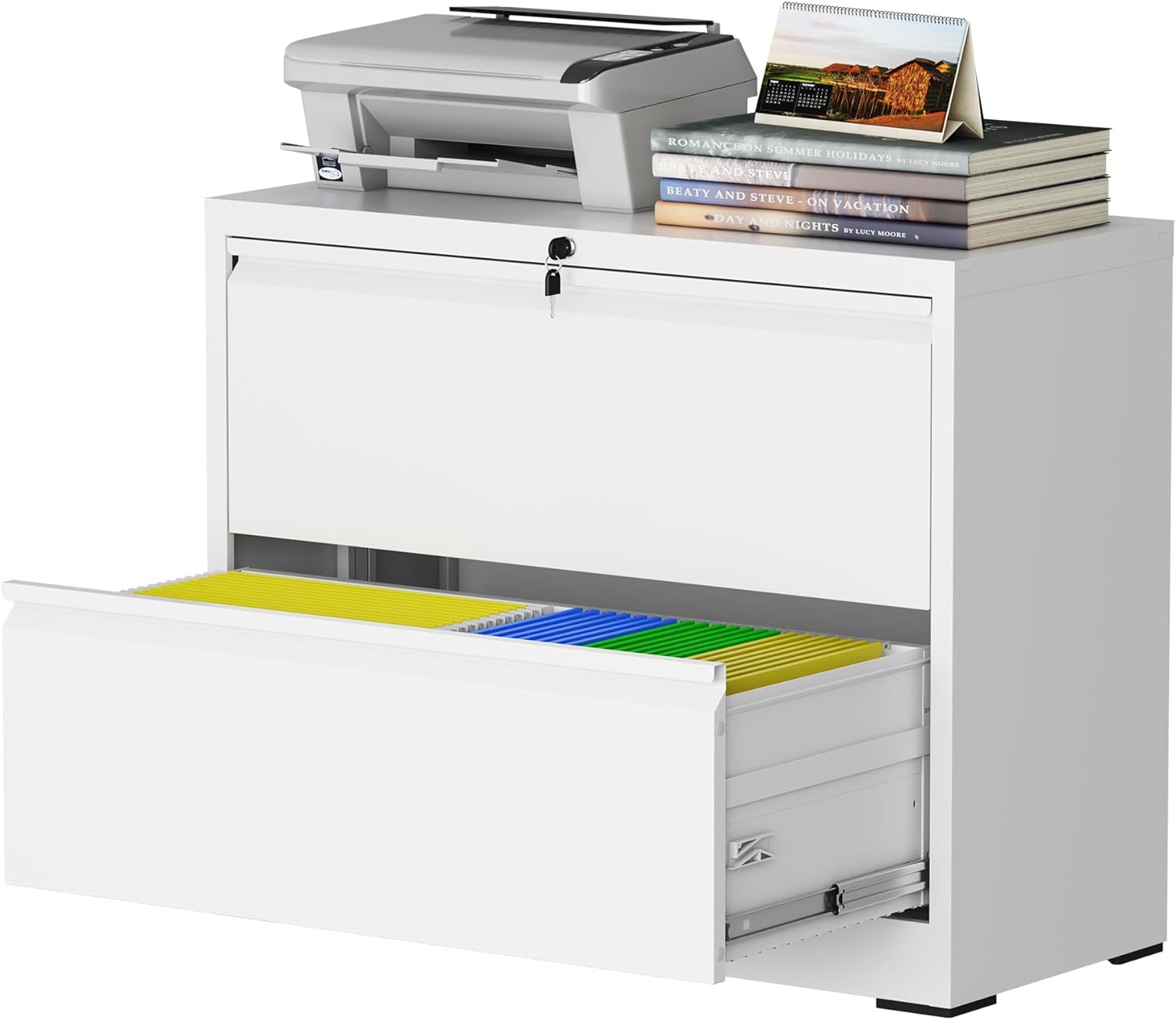 3 Drawer Lateral File Cabinet for Home Office, Lateral File Cabinets with Lock, Metal File Cabinet, Heavy Duty File Storage Cabinet for Legal/Letter/A4 Document, Assembly Required, Black