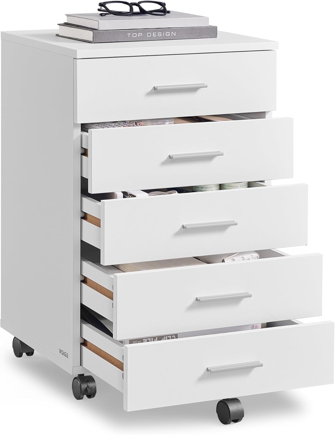 VASAGLE 2-Drawer File Cabinet, Small Rolling Filing Cabinet for Home Office, Printer Stand, for A4, Letter-Size Documents, 15.7 x 16.5 x 27.6 Inches, Snow White UOFC040W46