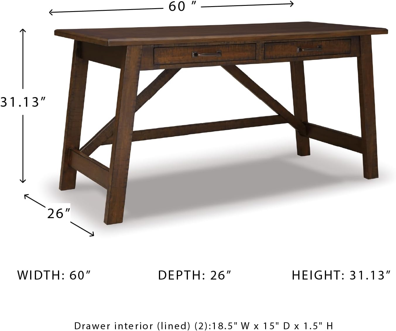 Signature Design by Ashley Baldridge Rustic Home Office Desk, Distressed Brown