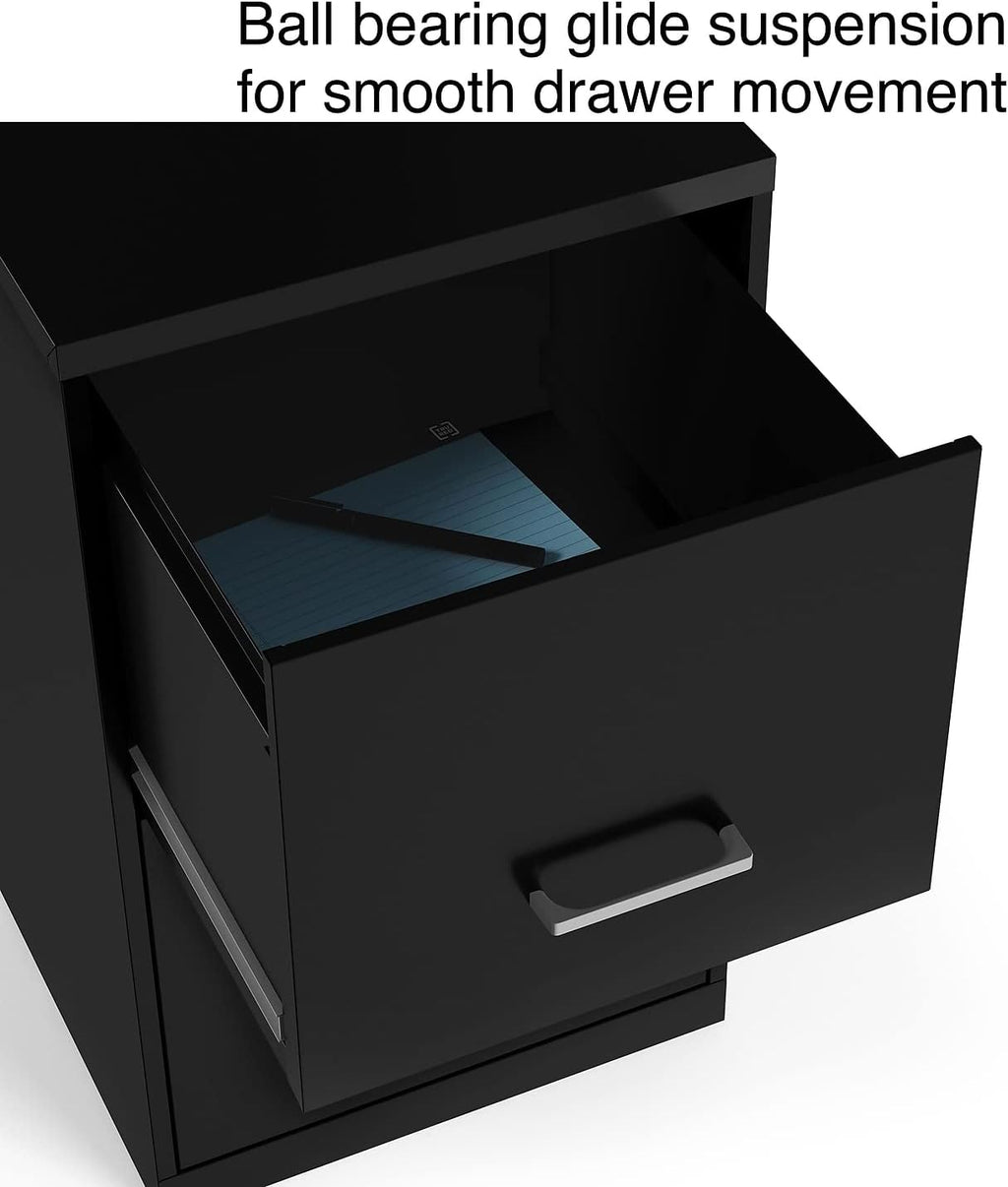 STAPLES 2-Drawer Vertical File Cabinet, Letter Size Documents, Lockable, 18.9" D x 14.3" W x 24.1" H, Black