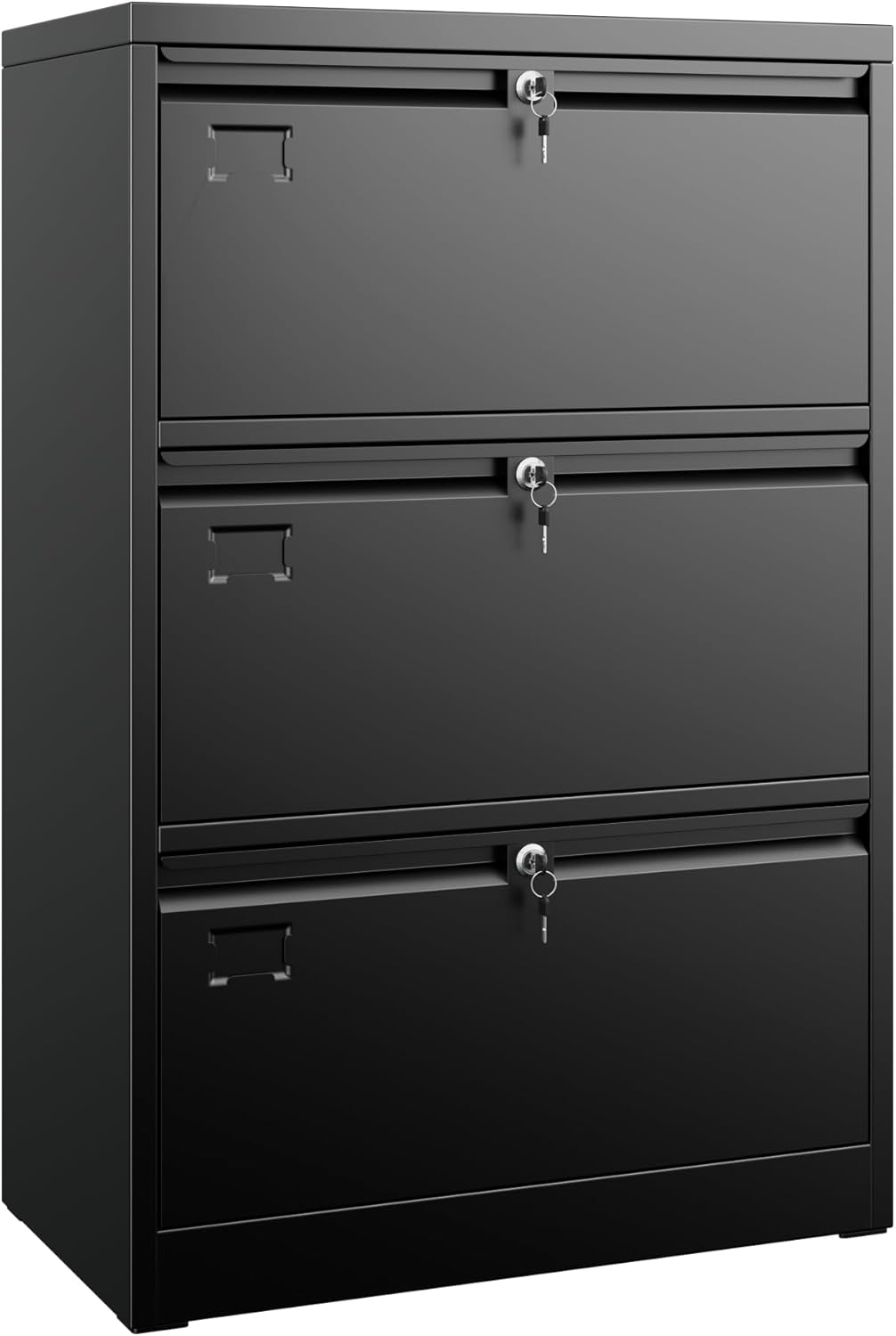 Aobabo 4 Drawer Wide Lateral File Cabinet, Metal Filing Cabinet with Lock, Suitable for Home Office School Hanging Files Letter/Legal/F4/A4 Size,Black,Required-Assembly,15.87" D x 28.94" W x 57.17" H