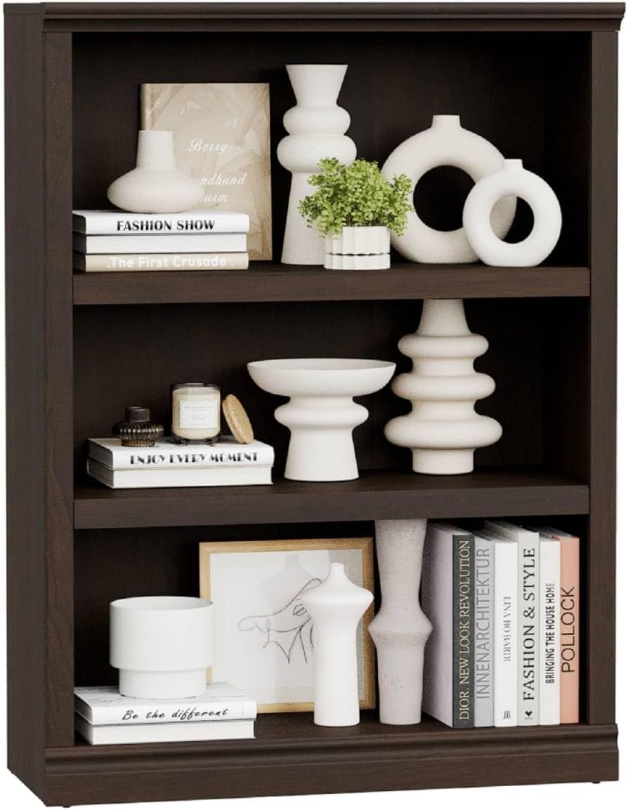 blini 5-Shelf Tall Bookcase White Wooden Bookshelves 33in Wide 5 Tier Bookcases with Adjustable Shelves Floor Standing Display Book Shelves 70 in Tall Bookcase for Home Office, Living Room, Bed Room