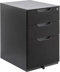 Amazon Basics Mobile File Cabinet, Black, 20.71" D x 15.51" W x 24.29" H | With Lock, 3 Drawer