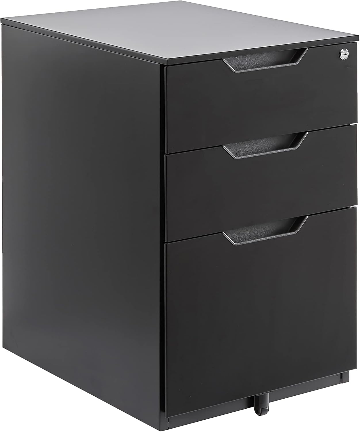 Amazon Basics Mobile File Cabinet, Black, 20.71" D x 15.51" W x 24.29" H | With Lock, 3 Drawer
