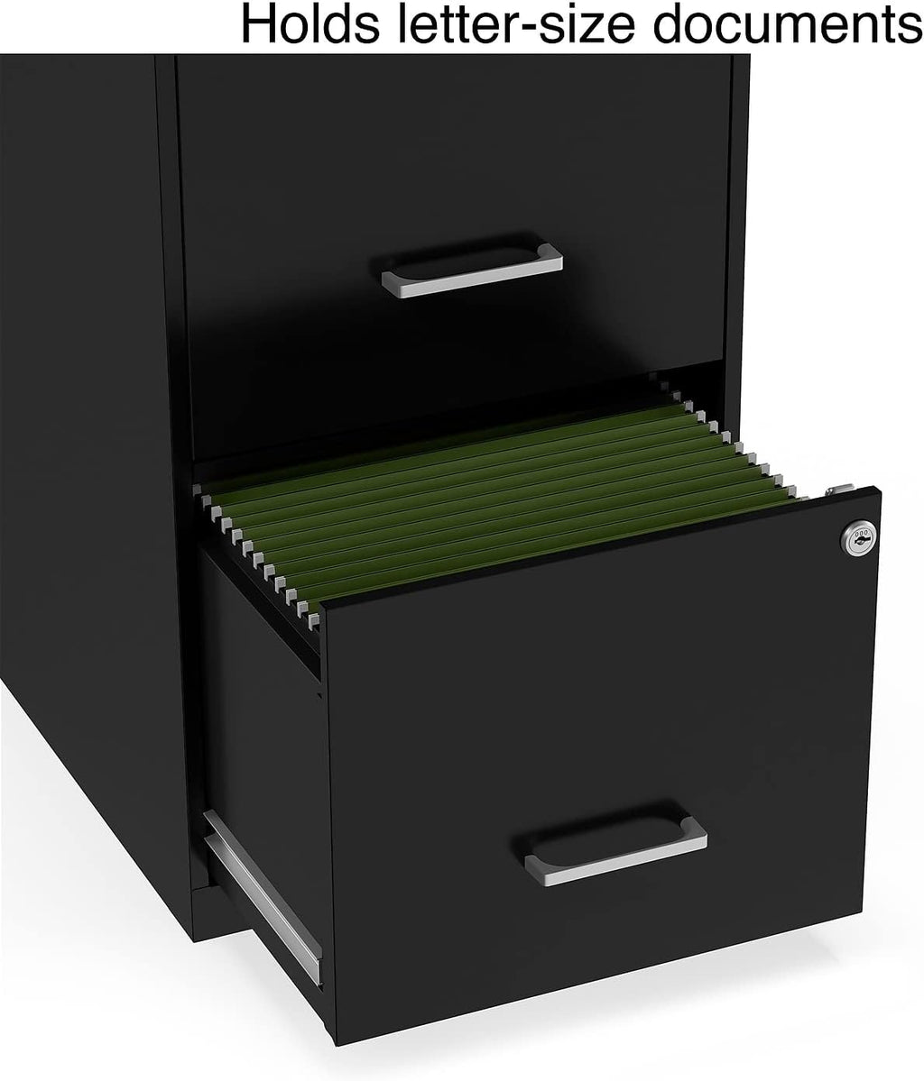 STAPLES 2-Drawer Vertical File Cabinet, Letter Size Documents, Lockable, 18.9" D x 14.3" W x 24.1" H, Black