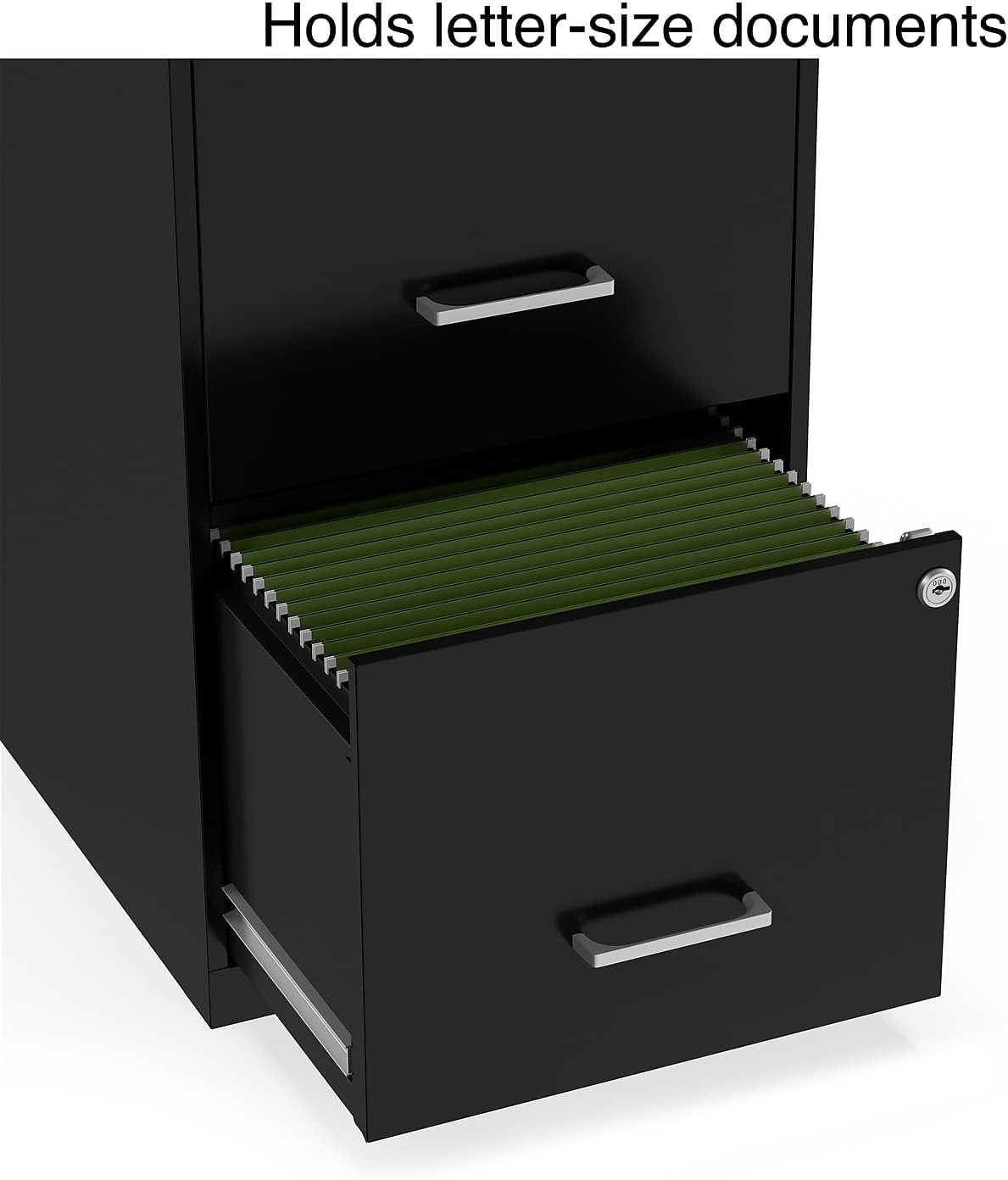 STAPLES 2-Drawer Vertical File Cabinet, Letter Size Documents, Lockable, 18.9" D x 14.3" W x 24.1" H, Black