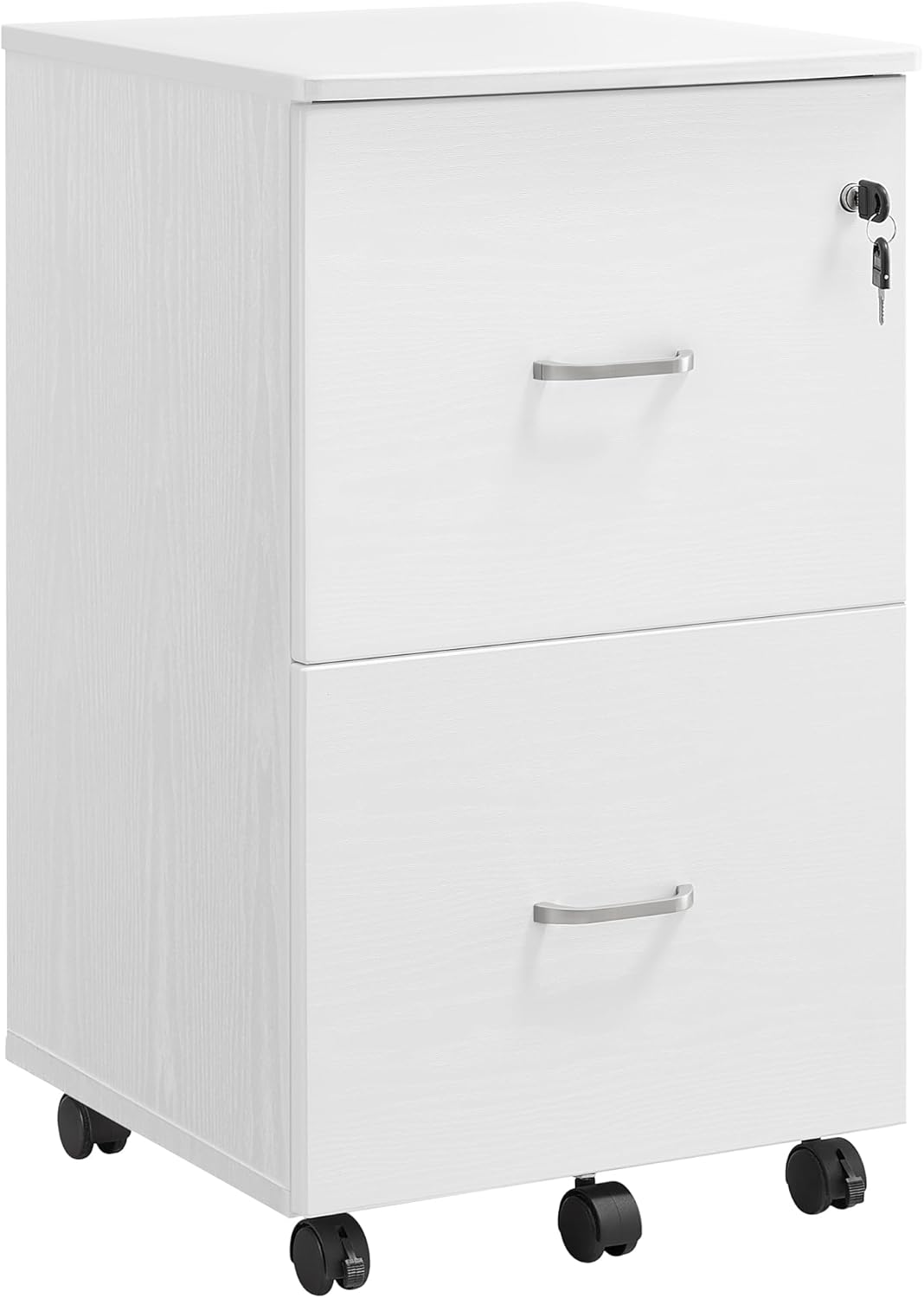 VASAGLE 2-Drawer File Cabinet, Small Rolling Filing Cabinet for Home Office, Printer Stand, for A4, Letter-Size Documents, 15.7 x 16.5 x 27.6 Inches, Snow White UOFC040W46