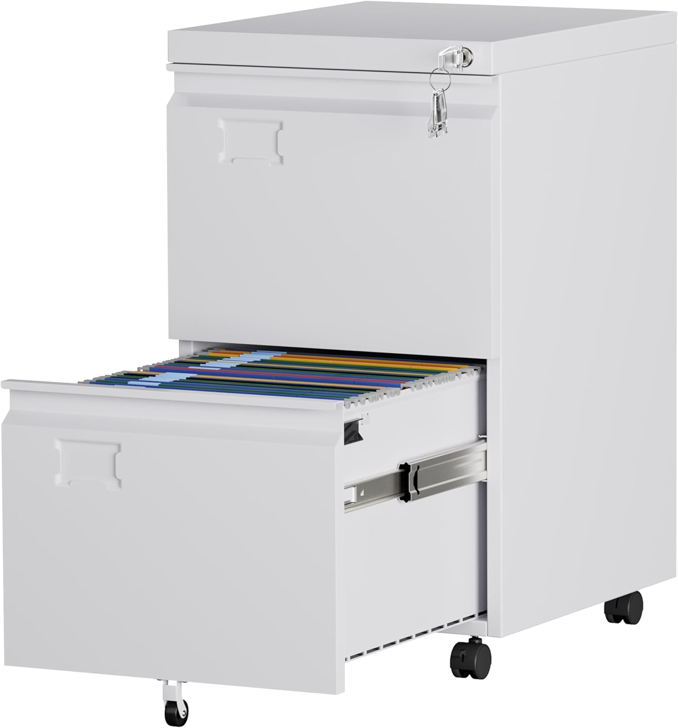 Aobabo 4 Drawer File Cabinet with Wheels, Lockable Metal Filing Cabinet with Name Card for Office and Home,Assembly Required,Black