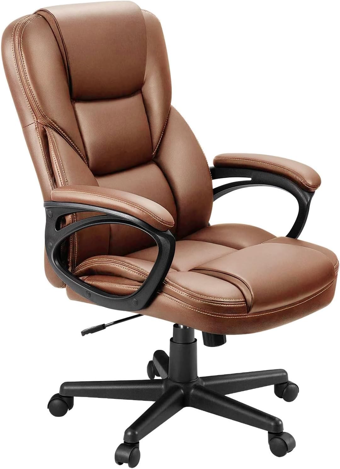 Furmax Office Executive Chair High Back Adjustable Managerial Home Desk Chair, Swivel Computer PU Leather Chair with Lumbar Support (Black)