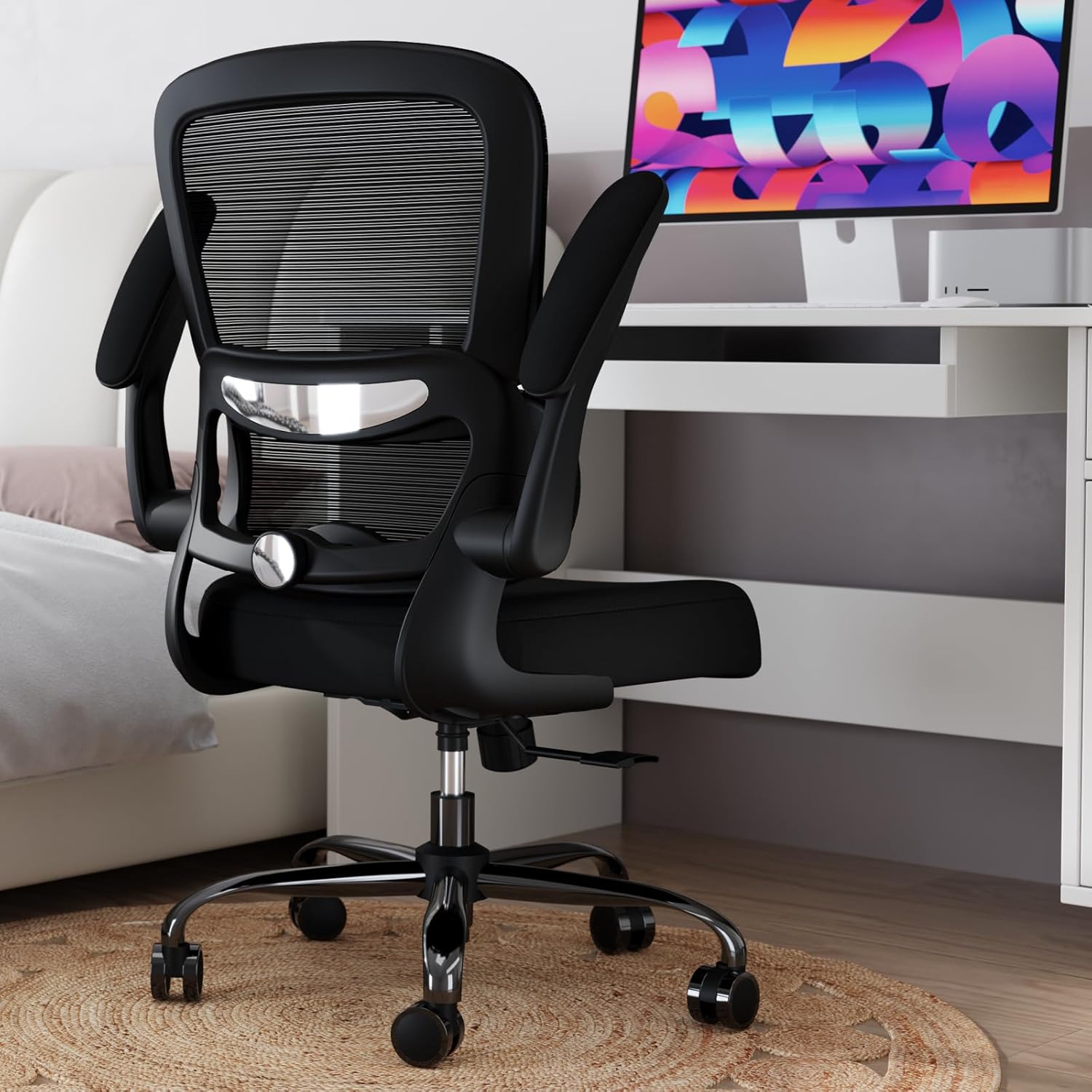 TRALT Office Chair - Ergonomic Desk Chair with Adjustable Lumbar Support, Mesh Computer Chair, Executive Chairs for Home Office Comfortable Lumbar Support (Black)