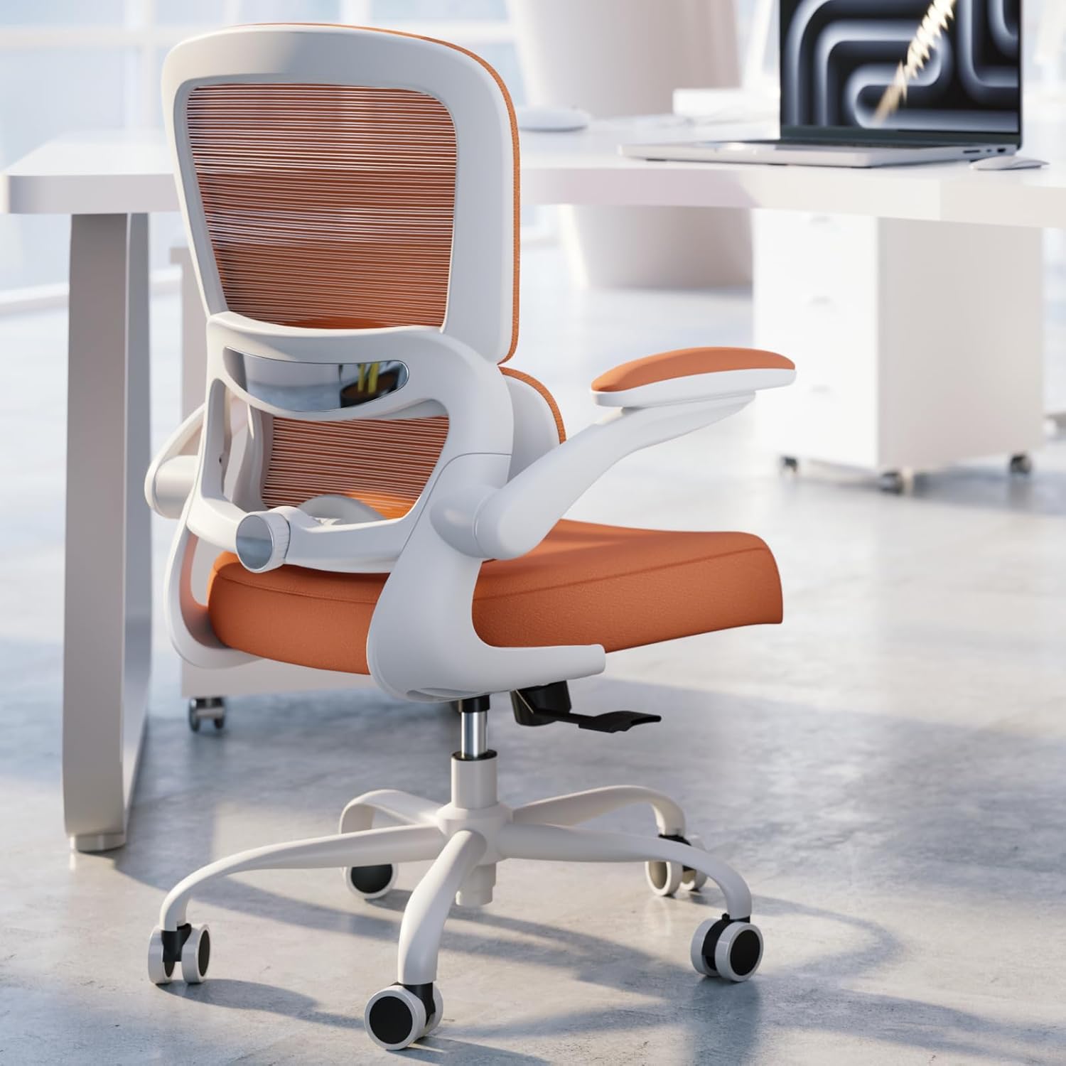 TRALT Office Chair - Ergonomic Desk Chair with Adjustable Lumbar Support, Mesh Computer Chair, Executive Chairs for Home Office Comfortable Lumbar Support (White)