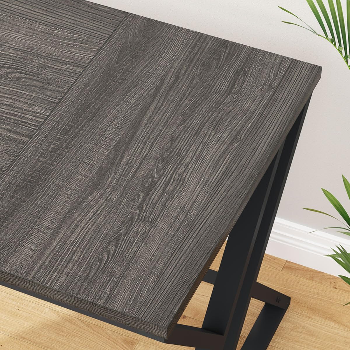 LVB Long Rustic Computer Desk, Industrial Large Wood Metal Office Desk, Modern Pc Study Gaming Writing Table for Two Person, Workstation Executive Desk for Home Bedroom Living Room, Dark Gray, 70 Inch