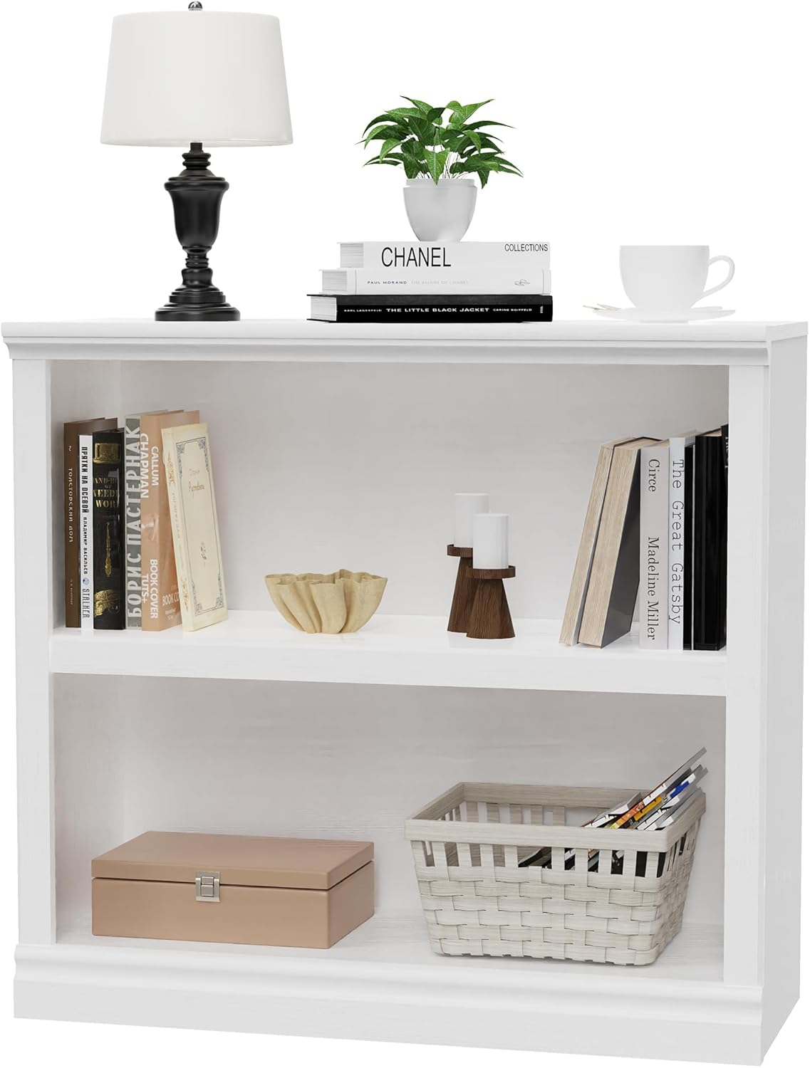 blini 5-Shelf Tall Bookcase White Wooden Bookshelves 33in Wide 5 Tier Bookcases with Adjustable Shelves Floor Standing Display Book Shelves 70 in Tall Bookcase for Home Office, Living Room, Bed Room