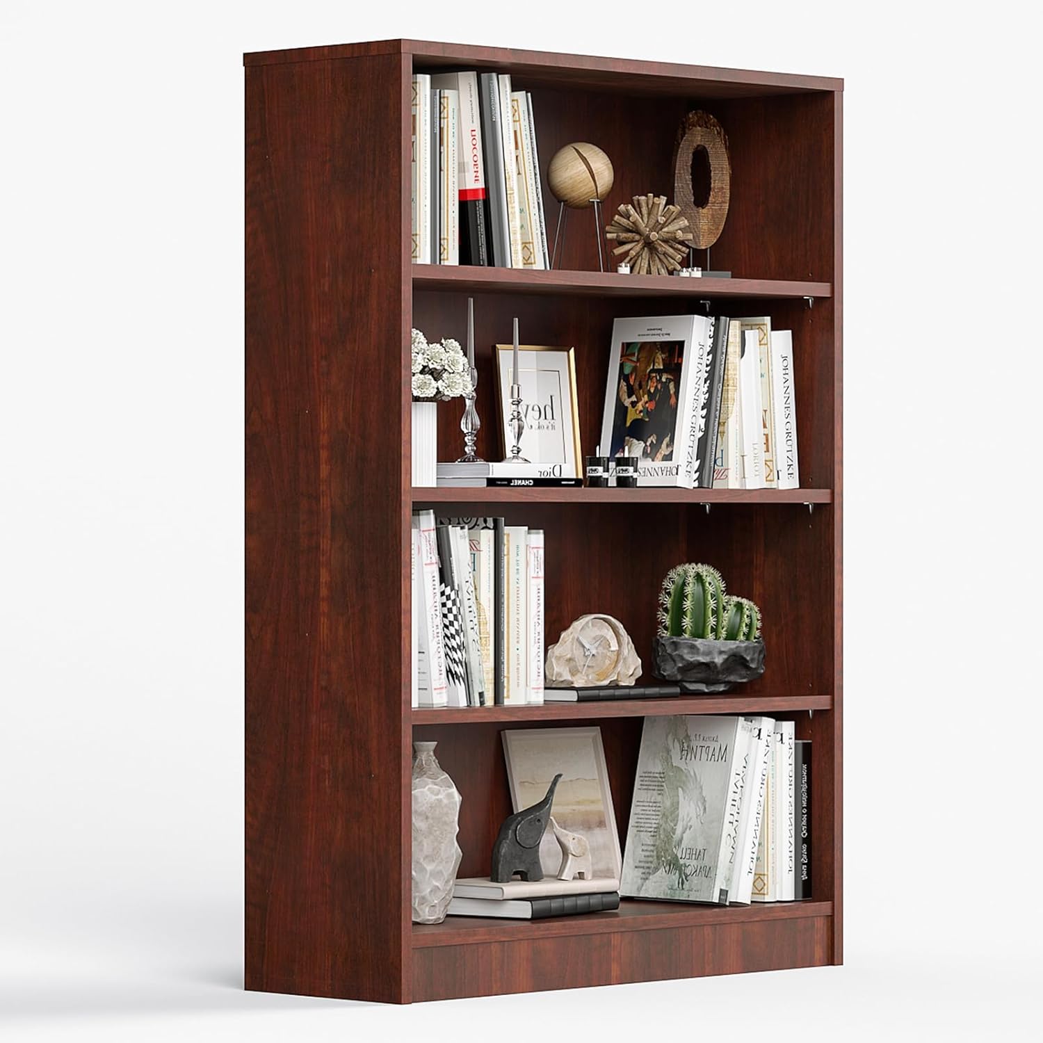 Bookcase Adjustable Storage Shelves,5-Tier Modern Wood Bookcase for Bedroom,60-Inch Bookshelf, Office, Living Room & Library(Black)