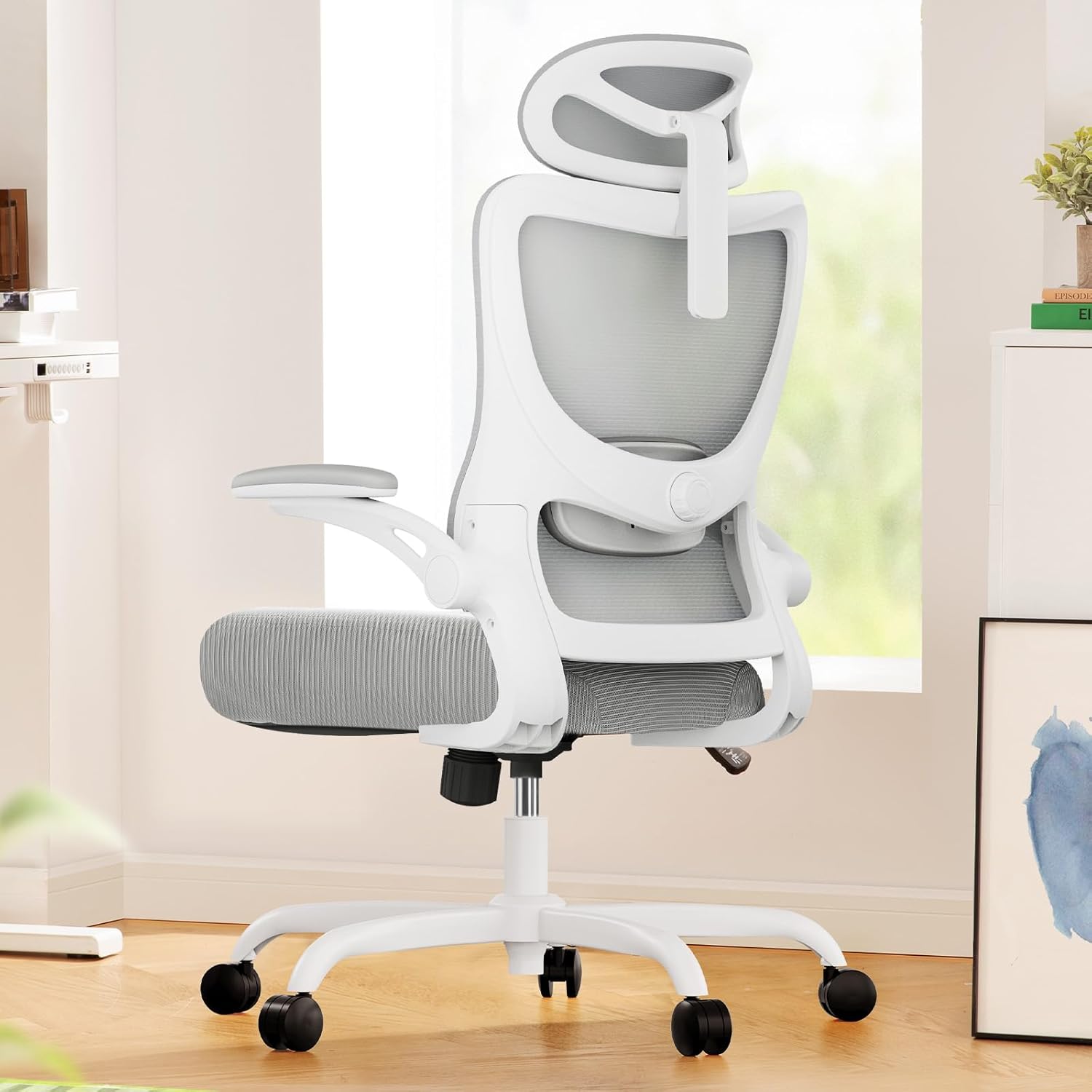 Marsail Ergonomic Office Chair: Office Desk Chair with High Back Mesh and Adjustable Lumbar Support Rolling Work Swivel Task Chairs with Wheel 3D Armrests and Headrest