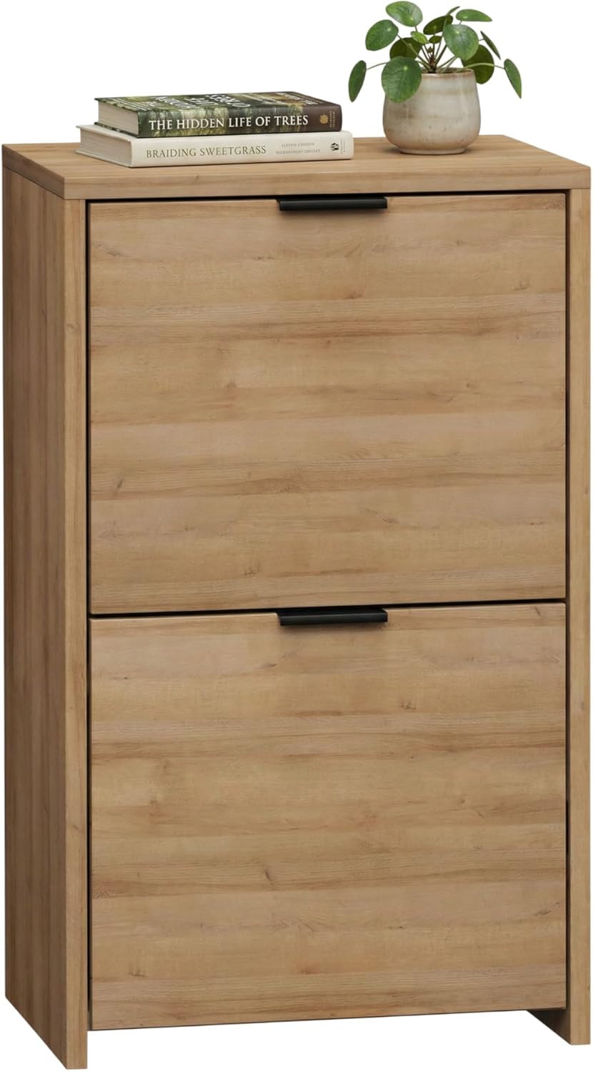 Prepac 30" Tall Vertical File Cabinet with 2 Locking Drawers, Light Oak