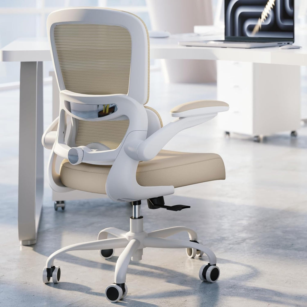 TRALT Office Chair - Ergonomic Desk Chair with Adjustable Lumbar Support, Mesh Computer Chair, Executive Chairs for Home Office Comfortable Lumbar Support (White)