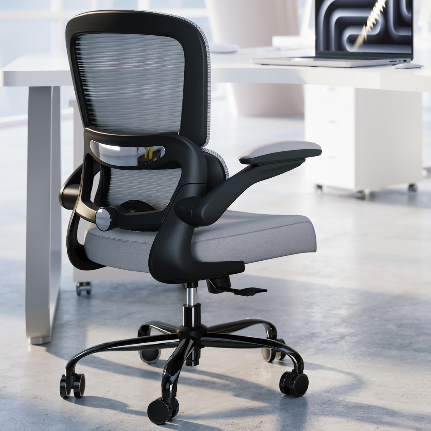 TRALT Office Chair - Ergonomic Desk Chair with Adjustable Lumbar Support, Mesh Computer Chair, Executive Chairs for Home Office Comfortable Lumbar Support (White)