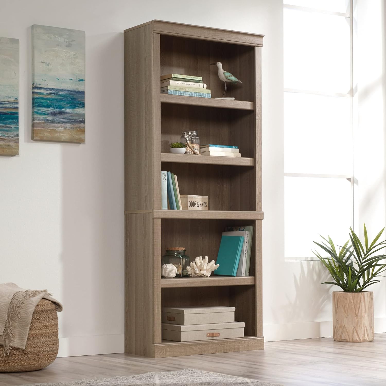 Realspace® 72" H 5-Shelf Bookcase, Spring Oak