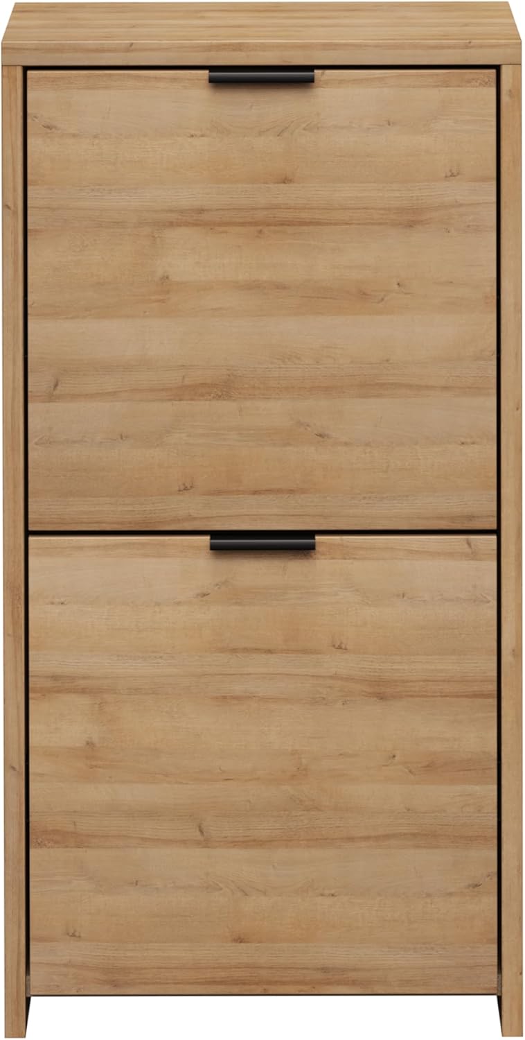 Prepac 30" Tall Vertical File Cabinet with 2 Locking Drawers, Light Oak