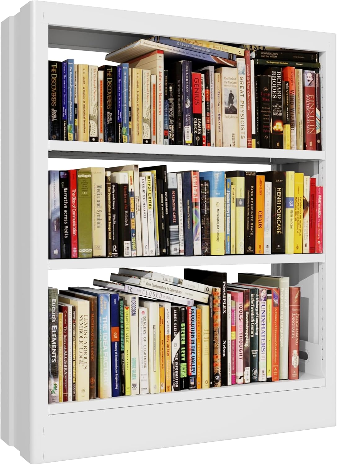 71" Metal Book Shelf,5 Tier Bookshelf with Adjustable Shelves,White Bookshleves and Bookcases,Heavy Duty Library Book Case,Modern Open Bookshelf for Living Room,Bedroom,Office (White)