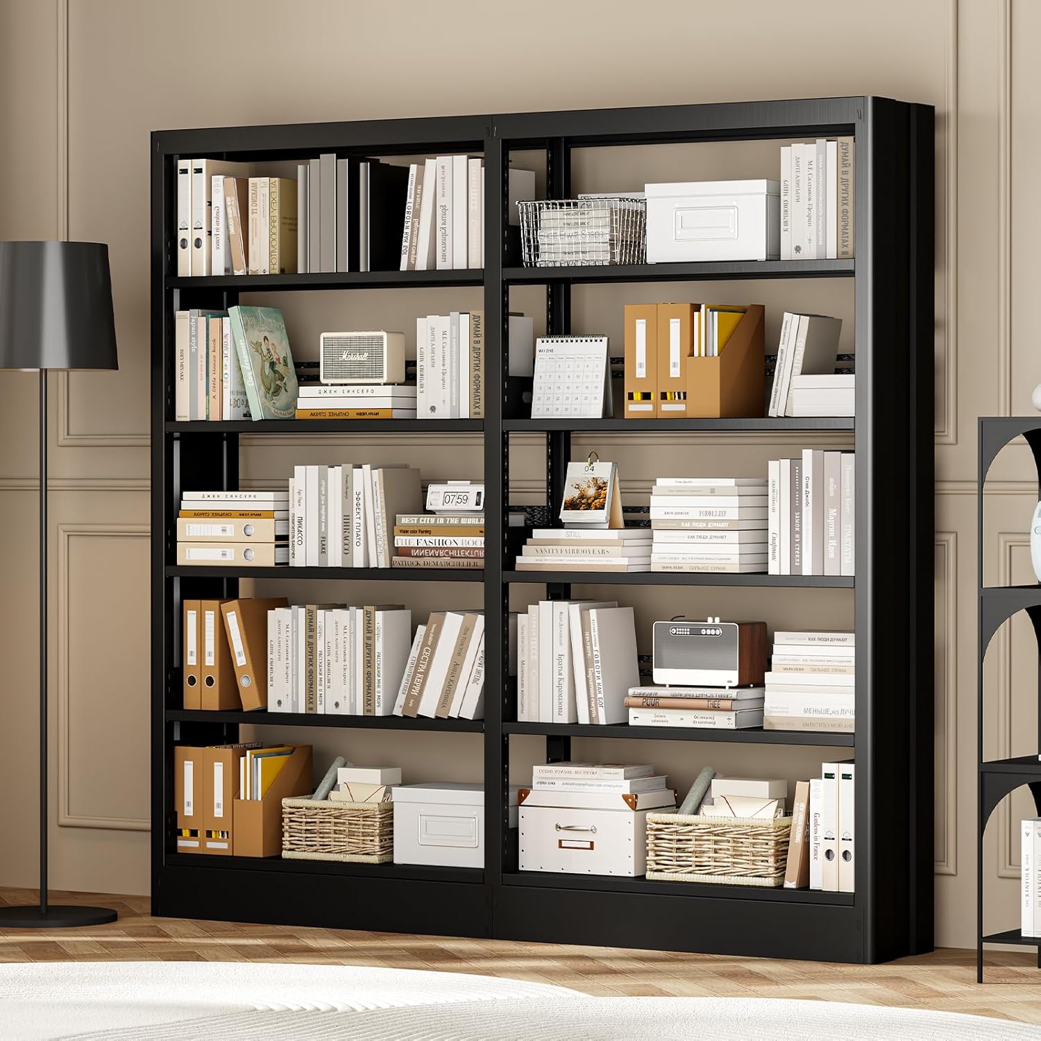 71" Metal Book Shelf,5 Tier Bookshelf with Adjustable Shelves,White Bookshleves and Bookcases,Heavy Duty Library Book Case,Modern Open Bookshelf for Living Room,Bedroom,Office (White)