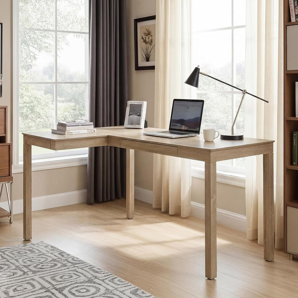 EUREKA ERGONOMIC 63 Inch L Shaped Desk with Drawers, Large Executive Computer Corner Table Dual Monitor, Wood Furniture Work Desk for Home Office Study Craft Writing, Oak, Left Side