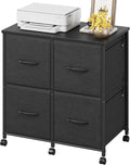 4 Drawer Lateral File Cabinet, Mobile Filing Cabinet for Large Printer, Home Office Functional Small Office Storage Cabinet & Printer Stand, Fits Letter/A4, Rustic Brown