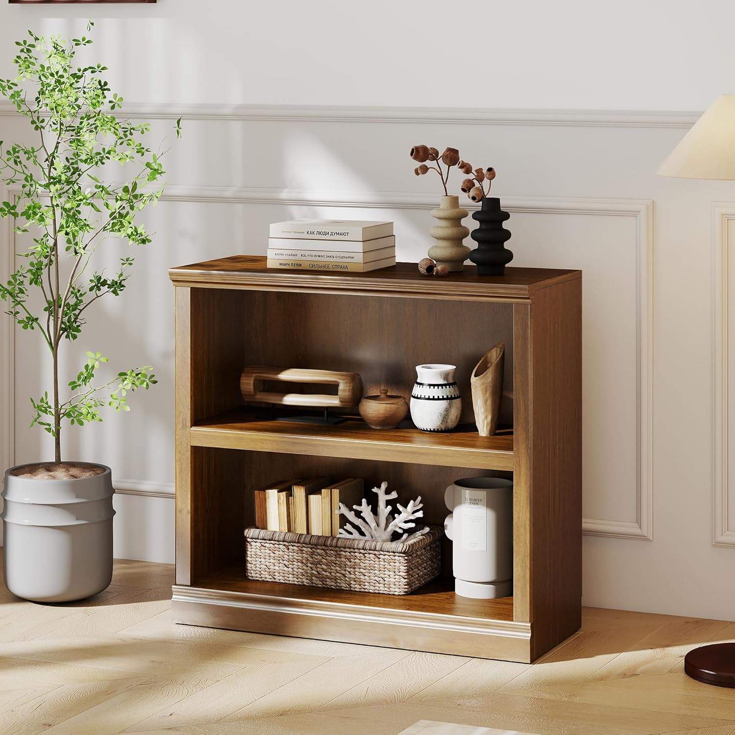 blini 5-Shelf Tall Bookcase White Wooden Bookshelves 33in Wide 5 Tier Bookcases with Adjustable Shelves Floor Standing Display Book Shelves 70 in Tall Bookcase for Home Office, Living Room, Bed Room