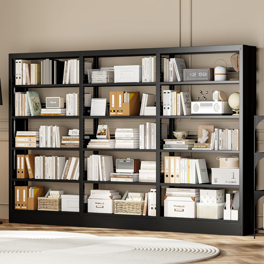 71" Metal Book Shelf,5 Tier Bookshelf with Adjustable Shelves,White Bookshleves and Bookcases,Heavy Duty Library Book Case,Modern Open Bookshelf for Living Room,Bedroom,Office (White)