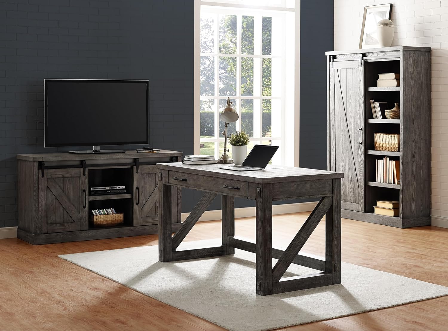 Martin Furniture Avondale Writing Desk Writing Table Wood Office Desk Gray (IMAE384G)