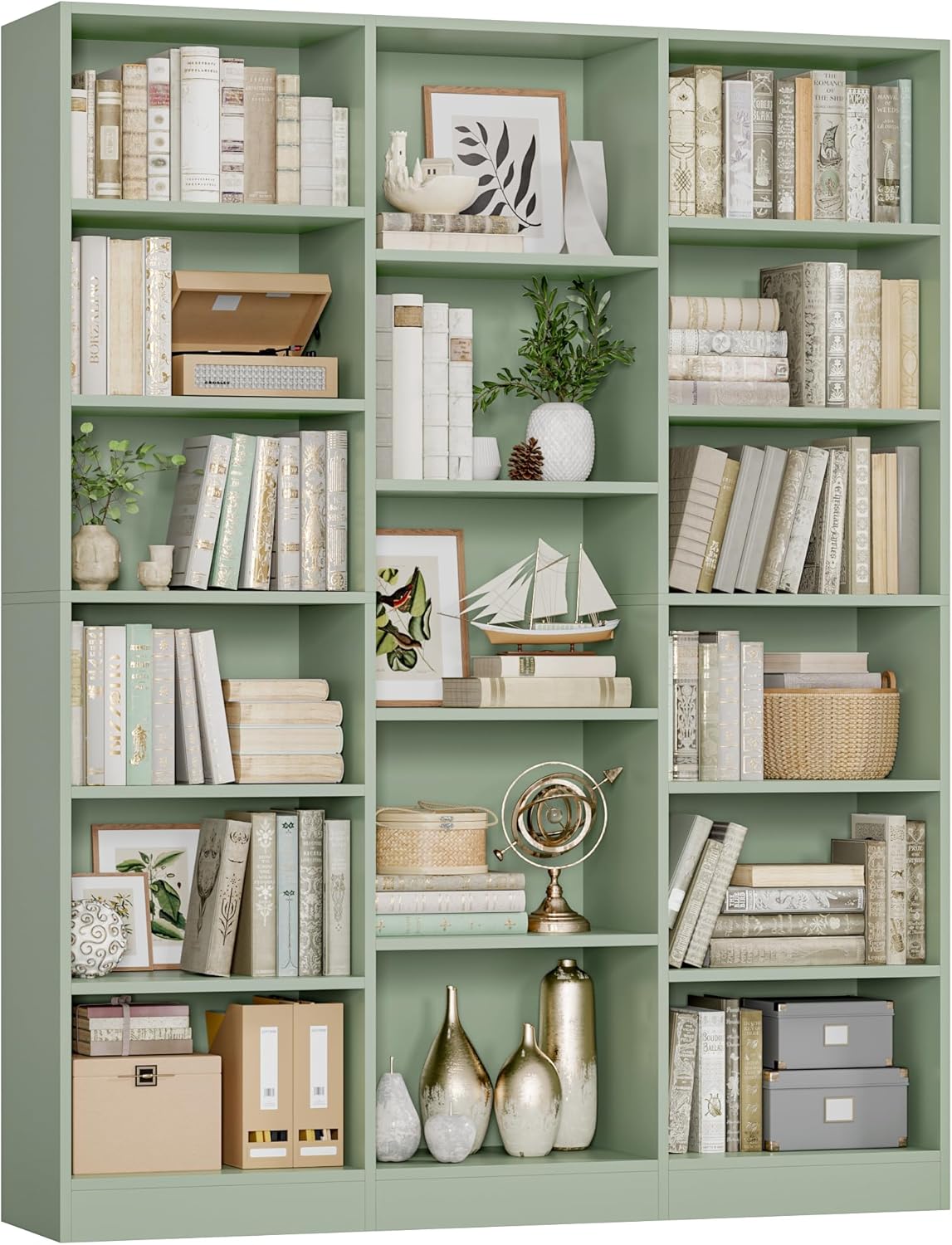 FACBOTALL Triple Wide Bookshelf, 6 Tier Large Bookshelf, Bookcase with 17 Open Display Shelves, 74'' Tall Bookcases and Bookshelves for Living Room, Home Office, Library, Black